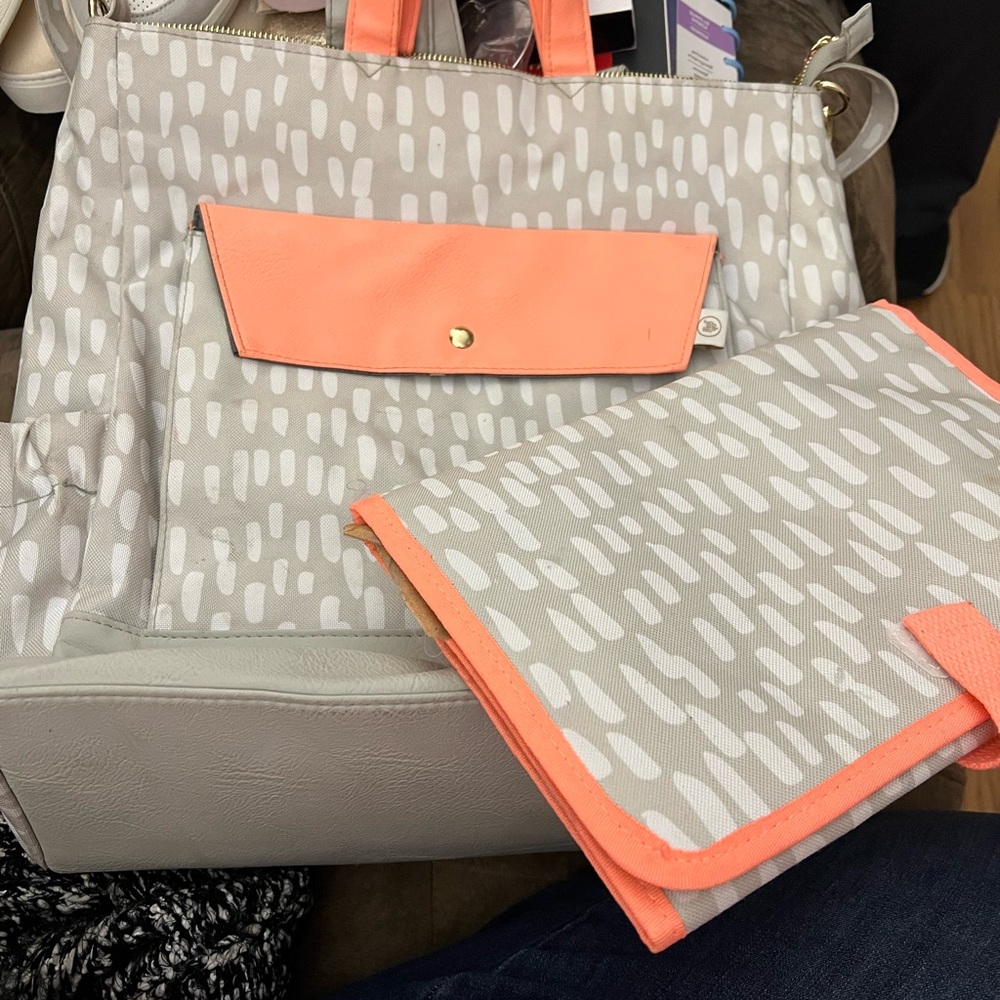 Tan with orange trim